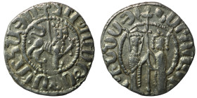 ARMENIA, Cilician Armenia. Royal . Hetoum I. 1226-1270. AR Tram. Queen Zabel and King Hetoum standing facing, holding long cross between them / Crowne...