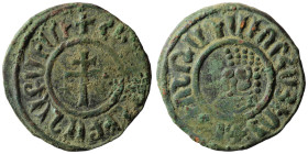 Cilician Armenia. Levon I. 1198-1219. AE tank. Sis mint.
Crowned lion’ head facing slightly right
Rev. Patriarchal cross with two stars.
Weight 7,00 g...