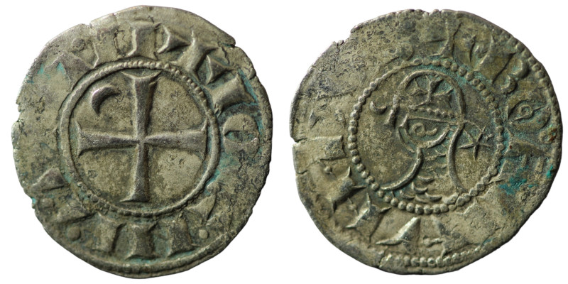 Crusaders, Antioch.Bohemund III.(1163-1201). BI Denier
Obv : +BOAMVNDVS, Profile...