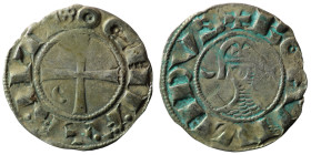 Crusaders, Antioch.Bohemund III.(1163-1201). BI Denier
Obv : +BOAMVNDVS, Profile bust with star right.
Rev : +ANTIOCHIA, Small cross with crescent in ...