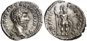 (164 d.C.). Lucio Vero. Denario. (Spink 5355) (S. 229) (RIC. 515). 3,46 g. EBC-/EBC.