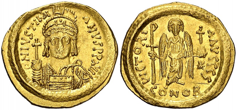 Justiniano I (527-565). Constantinopla. Sólido. (Ratto 461) (S. 140). 4,34 g. MB...