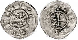 Comtat del Rosselló. Gerard I (1102-1115). Perpinyà. Òbol. Inédita. 0,29 g. Rarísima. MBC.