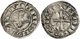Comtat d'Urgell. Ermengol VIII (1184-1209). Agramunt. Diner. (Cru.V.S. 119) (Cru.C.G. 1935a). 0,71 g. Ex Colección Marqués de Dou. Escasa. MBC-.