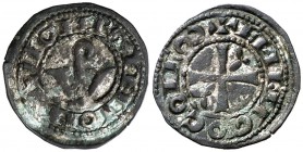 Comtat d'Urgell. Ermengol VIII (1184-1209). Agramunt. Òbol. (Cru.V.S. 120) (Cru.C.G. 1936). 0,46 g. Puntito a la izquierda del báculo. Manchitas. Muy ...