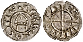 Comtat de Provença. Alfons I (1162-1169). Provença. Diner de la mitra. (Cru.V.S. 168) (Cru.Occitània 94) (Cru.C.G. 2102). 0,93 g. Escasa. EBC-.