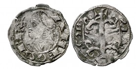 Alfons I (1162-1196). Aragón. Dinero jaqués. (Cru.V.S. 298) (Cru.C.G. 2106). 0,88 g. Variante con busto grande. Escasa. MBC.