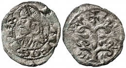 Alfons I (1162-1196). Aragón. Óbolo jaqués. (Cru.V.S. 299) (Cru.C.G. 2107). 0,33 g. Buen ejemplar. Rara. MBC+.