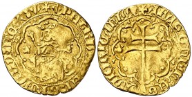 Pere III (1336-1387). Mallorca. Mig ral d'or. (Cru.V.S. 440) (Cru.C.G. 2254). 1,90 g. Rara. MBC.