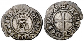 Jaume II de Mallorca (1276-1285/1298-1311). Mallorca. Malla. (Cru.V.S. 543) (Cru.C.G. 2511). 0,35 g. Algo descentrada. Escasa. MBC.