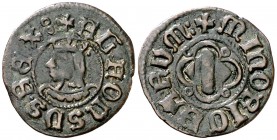 Alfons IV (1416-1458). Menorca. Diner. (Cru.V.S. 858) (Cru.C.G. 3781). 0,92 g. Buen ejemplar. Escasa así. MBC+.