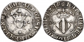Alfons IV (1416-1458). València. Ral. (Cru.V.S. 864.2) (Cru.C.G. 2907d). 3,22 g. Cabello largo. MBC/MBC+.