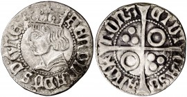 Ferran II (1479-1516). Barcelona. Croat. (Cru.V.S. 1139 var) (Badia 682 sim) (Cru.C.G. 3068a var). 2,72 g. Manchitas. Buen ejemplar. MBC+.