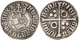 Ferran II (1479-1516). Barcelona. Croat. (Cru.V.S. 1140) (Badia 761) (Cru.C.G. 3069a). 3,09 g. Buen ejemplar. MBC+.