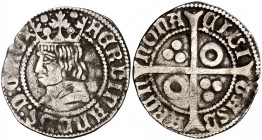 Ferran II (1479-1516). Barcelona. Croat. (Cru.V.S. 1141.2) (Badia 778 sim) (Cru.C.G. 3070a). 3 g. Rayitas. Faltaba en nuestras colecciones especializa...