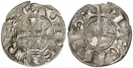 Alfonso VII (1126-1157). León. Dinero. (AB. 97 var). 0,73 g. Muy rara. MBC-.