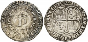 Pedro I (1350-1368). Sevilla. Real. (AB. 380.3). 3,34 g. Rara leyenda del reverso. MBC+.