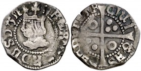 Juana y Carlos (1504-1516-1556). Barcelona. 1/2 croat. (Cru.V.S. falta) (Badia 871, mismo ejemplar, como de Ferran II) (Cru.C.G. falta). 1,47 g. Coron...