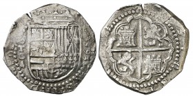 1593. Felipe II. Toledo. C. 4 reales. (Cal. 422). 13,65 g. Grieta. Rara. MBC/MBC+.