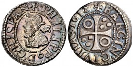 1612. Felipe III. Barcelona. 1/2 croat. (Cal. 536) (Cru.C.G. 4342c). 1,67 g. Pátina. EBC-.
