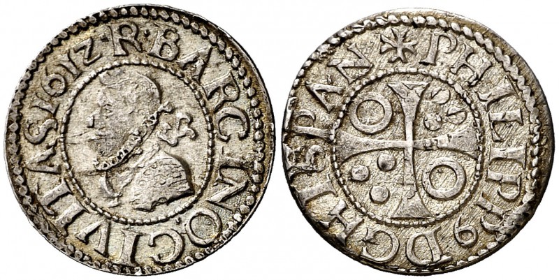 1612. Felipe III. Barcelona. 1/2 croat. (Cal. 543) (Cru.C.G. 4342e). 1,61 g. Ley...