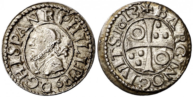 1613. Felipe III. Barcelona. 1/2 croat. (Cal. 537 var) (Badia 1027) (Cru.C.G. 43...