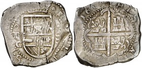 1609. Felipe III. Toledo. C. 4 reales. (Cal. 290). 13,42 g. Leones y castillos. La fecha comienza a las 10h del reloj. Buen ejemplar. Ex Áureo 15/12/1...