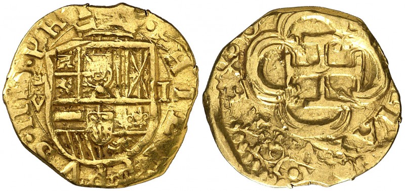1614. Felipe III. Sevilla. V. 1 escudo. (Cal. 64 var) (Tauler 61, mismo ejemplar...