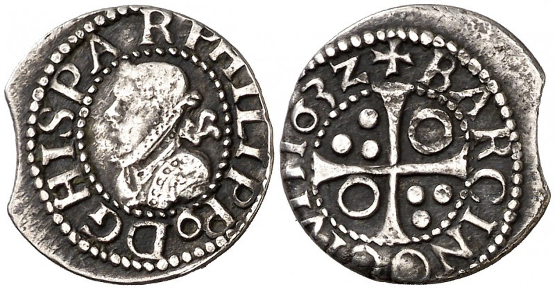 1632. Felipe IV. Barcelona. 1/2 croat. (Cal. 1133) (Cru.C.G. 4419b). 1,56 g. Cos...
