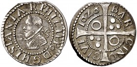 1626. Felipe IV. Barcelona. 1 croat. (Cal. 972) (Cru.C.G. 4414). 3,01 g. Pequeña parte del canto final de riel. MBC+.