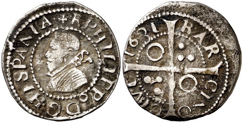 1631. Felipe IV. Barcelona. 1 croat. (Cal. 974) (Cru.C.G. 4414c var). 2,50 g. Ra...