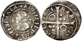 1631. Felipe IV. Barcelona. 1 croat. (Cal. 974) (Cru.C.G. 4414c var). 2,50 g. Rara. MBC-.