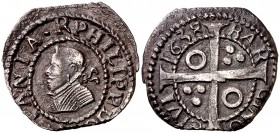 1638. Felipe IV. Barcelona. 1 croat. (Cal. 980) (Cru.C.G. 4414i). 2,69 g. Cospel irregular. Pátina. Escasa. (MBC+).