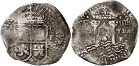 1652. Felipe IV. Potosí. E. 4 reales. (Cal. 733) (Mastalir I-Abb (1)1/AC CAP 173, mismo ejemplar). 10,66 g. Rara. BC.