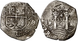 1652. Felipe IV. Potosí. E. 4 reales. (Cal. 733) (Mastalir I-Aca1(2)4/AC CAP174, mismo ejemplar). 9,87 g. Procedente del tesoro de "La Capitana". Rara...