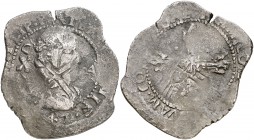 (1)647. Felipe IV. Cagliari. 10 reales. (Vti. falta) (MIR. 68/6). 21,68 g. Acuñada sobre 8 reales españoles. Muy rara. (MBC).