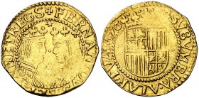 1626. Felipe IV. Barcelona. Mig trentí. (Cal. 227) (Cru.C.G. 4409b). 3,48 g. Estrella de seis puntas sobre y entre los bustos. Sirvió como joya. Muy r...