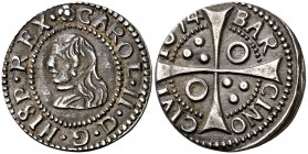 1674. Carlos II. Barcelona. 1 croat. (Cal. 662) (Cru.C.G. 4904). 3 g. Buen ejemplar. Escasa así. EBC-.