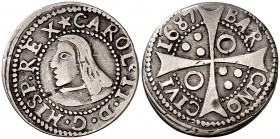1687. Carlos II. Barcelona. 1 croat. (Cal. 668) (Cru.C.G. 4905). 2,13 g. MBC.