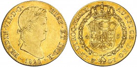 1820. Fernando VII. Madrid. GJ. 4 escudos. (Cal. 150). 13,45 g. Bonito color. MBC+/EBC-.