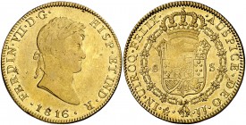 1816. Fernando VII. México. JJ. 8 escudos. (Cal. 56) (Cal.Onza 1266). 26,98 g. MBC/MBC+.