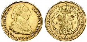 1776. Carlos III. Madrid. PJ. 2 escudos. (Cal. 449). 6,66 g. Ex Áureo & Calicó 31/05/2006, nº 622. MBC/MBC+.