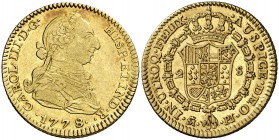 1778. Carlos III. Madrid. PJ. 2 escudos. (Cal. 451). 6,75 g. Parte de brillo original. Ex Áureo & Calicó 30/10/2014, nº 653. MBC+/EBC-.