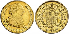 1787. Carlos III. Madrid. DV. 2 escudos. (Cal. 458). 6,73 g. Parte de brillo original. Rara. MBC+/EBC-.