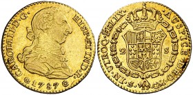 1787. Carlos III. Sevilla. CM. 2 escudos. (Cal. 582). 6,74 g. Parte de brillo original. MBC+/EBC-.