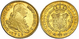 1789. Carlos IV. Madrid. MF. 2 escudos. (Cal. 323). 6,72 g. Bonito color. MBC+/EBC-.