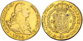 1794. Carlos IV. Madrid. MF. 2 escudos. (Cal. 328). 6,60 g. Rayitas. MBC+.