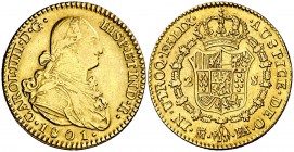 1801. Carlos IV. Madrid. FA/MF. 2 escudos. (Cal. 343). 6,73 g. MBC/MBC+.