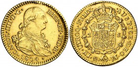 1804. Carlos IV. Madrid. FA/MF. 2 escudos. (Cal. 346). 6,72 g. Leves rayitas. EBC-/MBC+.