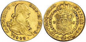 1803. Carlos IV. Sevilla. CN. 2 escudos. (Cal. 455). 6,78 g. MBC.